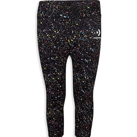 CONVERSE NWT AUTHENTIC LITTLE GIRL’S BLACK SPLATTER LEGGINGS - Picture 2 of 9
